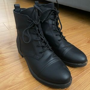 ASOS Black leather combat boots (9 in womens)